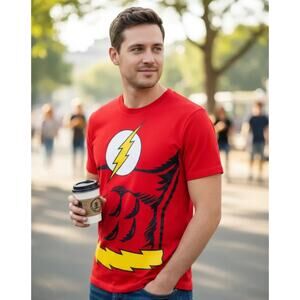 Men's Large The Flash Red Mask Muscle Costume T-Shirt